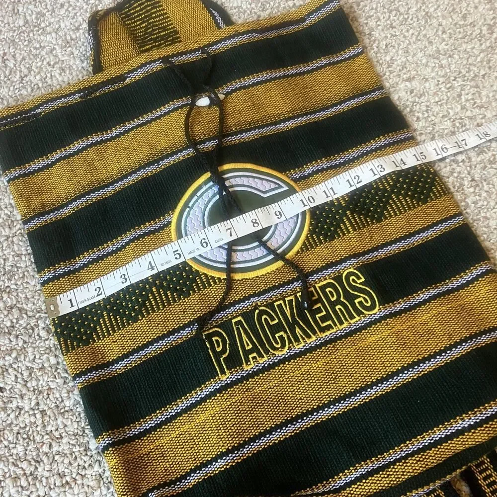 Green Bay Packers Mexican Blanket Backpack Green Gold Embroidered Football Love